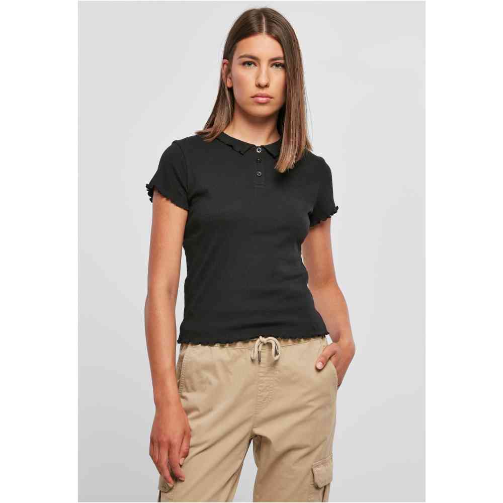 Urban Classics - Rib Polo Top - Zwart